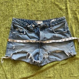 Zara Ripped Denim High Rise Shorts